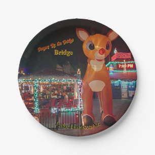 Rudolph bij Burgers by the Bridge, Holiday Briefka Papieren Bordje