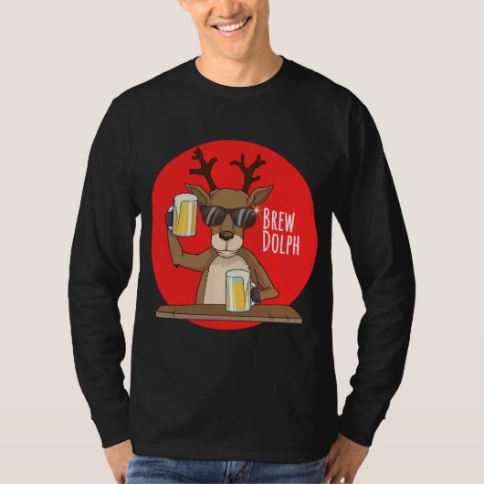Rudolph Brewdolph Rendier Grappig bier Christmas C T-shirt (Voorkant)