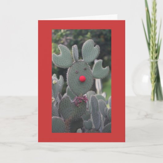 Rudolph Cactus Feestdagen Kaart (Voorkant)