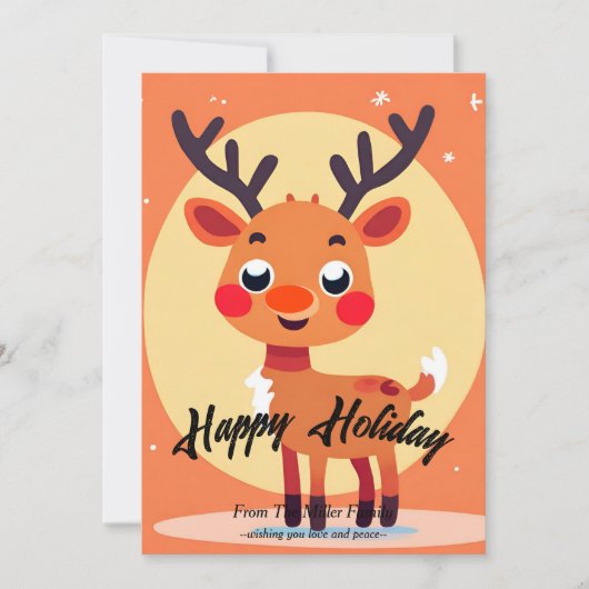 Rudolph Christmas Flat Vakantie Kaart (Voorkant)
