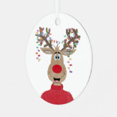 Rudolph Christmas Lights Rendier Metal Ornament (Voorkant links)