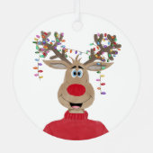 Rudolph Christmas Lights Rendier Metal Ornament (Achterkant)