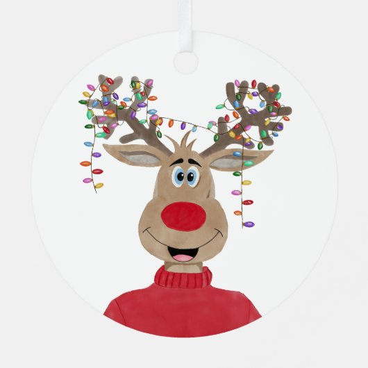 Rudolph Christmas Lights Rendier Metal Ornament (Achterkant)