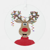 Rudolph Christmas Lights Rendier Metal Ornament (Voorkant)