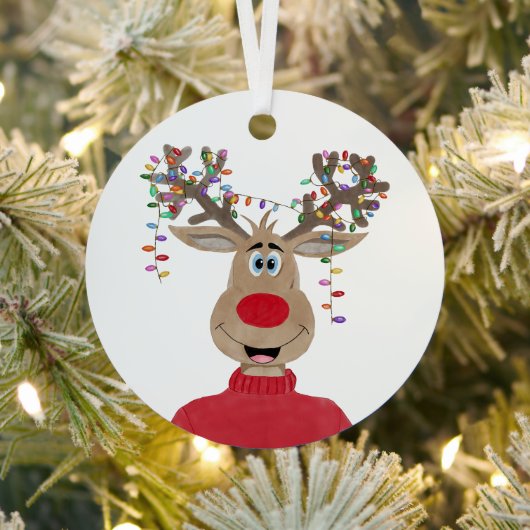 Rudolph Christmas Lights Rendier Metal Ornament (Insitu)