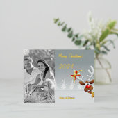Rudolph Christmas monochrome foto Folie Feestdagen Briefkaart (Staand Voorkant)