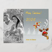 Rudolph Christmas monochrome foto Folie Feestdagen Briefkaart (Voorkant)