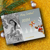 Rudolph Christmas monochrome foto Folie Feestdagen Briefkaart