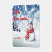 Rudolph Christmas sneeuwfoto Metal Square Ornament (Voorkant links)