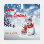 Rudolph Christmas sneeuwfoto Metal Square Ornament (Voorkant)