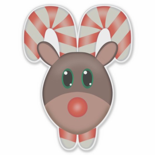 Rudolph de Red-Nosed Reindeer Candy Cane Sticker (Voorkant)