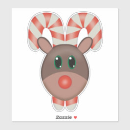 Rudolph de Red-Nosed Reindeer Candy Cane Sticker