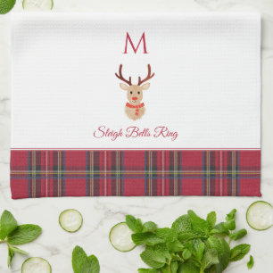 Rudolph de Rendier Custom Monogram Kerstmis Theedoek