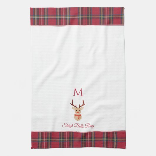 Rudolph de Rendier Custom Monogram Kerstmis Theedoek (Verticaal)