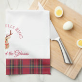 Rudolph de Rendier Gepersonaliseerde Naam Kerstmis Theedoek (Quarter Fold)