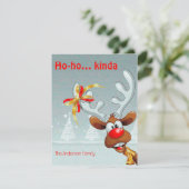 Rudolph de rendier kerst leuk wensen briefkaart (Staand voorkant)