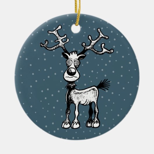Rudolph de Rendier Kerstversiering Keramisch Ornament (Voorkant)