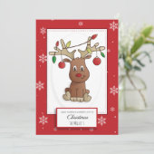 Rudolph de rendier met de rode neus feestdagenkaart (Staand voorkant)