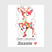 Rudolph de Rode Neus Kerstmis Sticker (Vel)