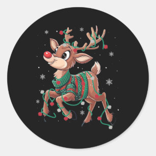 Rudolph De Rode Neus Rendier Voor Kinderen En Kers Ronde Sticker