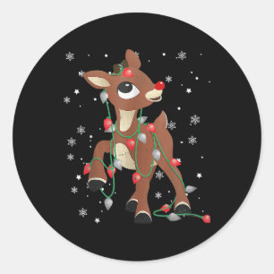 Rudolph De Rode Neus Rendier Voor Kinderen En Kers Ronde Sticker
