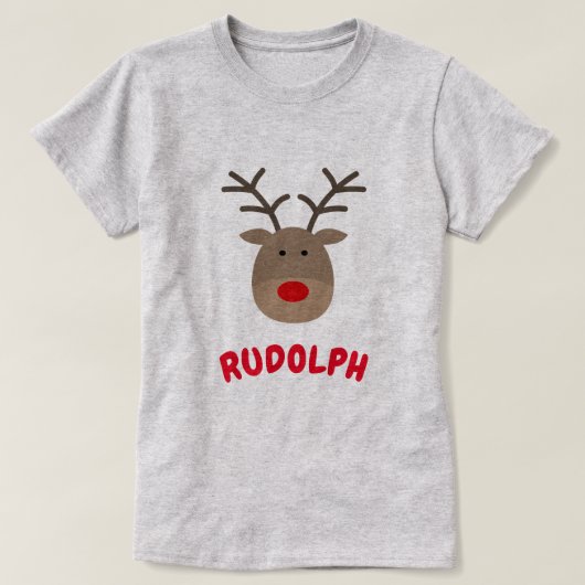Rudolph de rode neus rendieren kerst t shirten t-shirt (Design voorkant)
