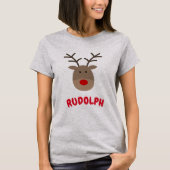Rudolph de rode neus rendieren kerst t shirten t-shirt (Voorkant)