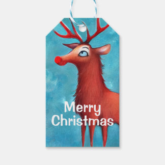 Rudolph de rode neusrender cadeaulabel