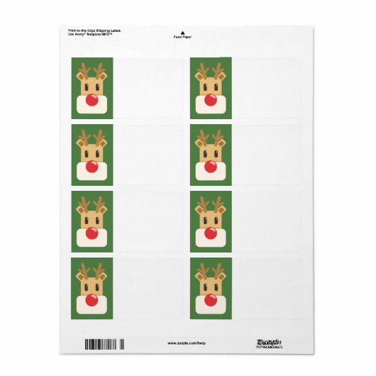 Rudolph de rode neusrender etiket (Full Sheet)