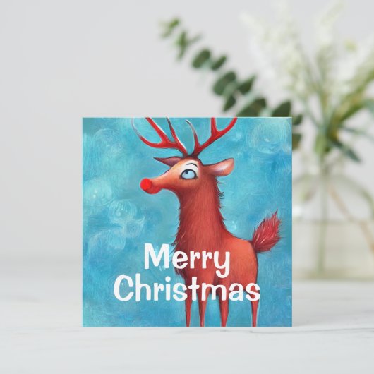 Rudolph de rode neusrender kaart (Staand voorkant)