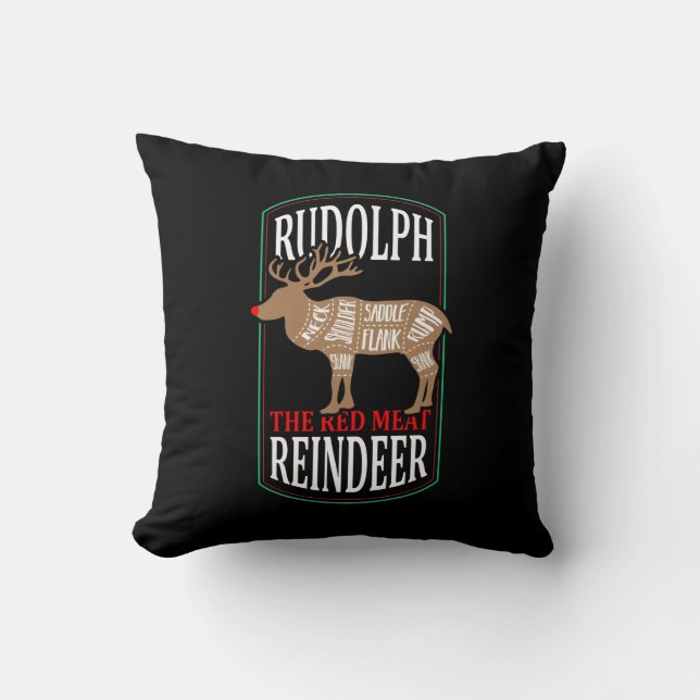 Rudolph de Rode Vlees Rendier Worp Kussen (Voorkant)