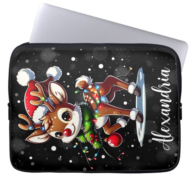 Rudolph de Roodneus Kerstmis Laptop Sleeve (Voorkant)