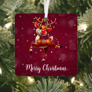 Rudolph de Roodneus Rendier Kerst Metalen Ornament