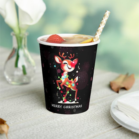 Rudolph de Roodneus Rendier Kerst Papieren Bekers (Insitu)