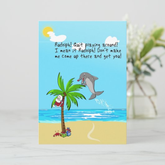 Rudolph de roodneusde dolfijn feestdagenkaart (Staand voorkant)