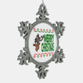 Rudolph Deer Merry Kerstmis Ugly Sweater Ornament (Links)