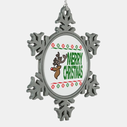 Rudolph Deer Merry Kerstmis Ugly Sweater Ornament (Links)