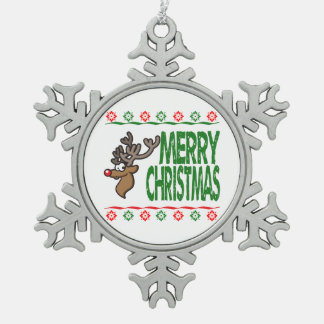 Rudolph Deer Merry Kerstmis Ugly Sweater Ornament