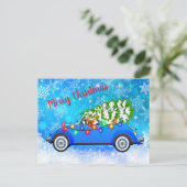 Rudolph Driving Feestdagenkaart (Staand voorkant)