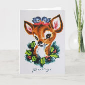 Rudolph en Blue Birds Groeten Feestdagen Kaart (Voorkant)