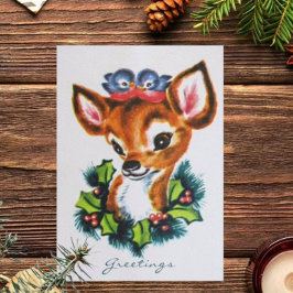  Rudolph en Blue Birds Groeten Feestdagen Kaart