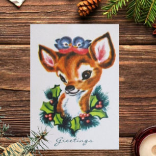 Rudolph en Blue Birds Groeten Feestdagen Kaart