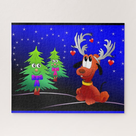 Rudolph en kerstbomen legpuzzel (Horizontaal)