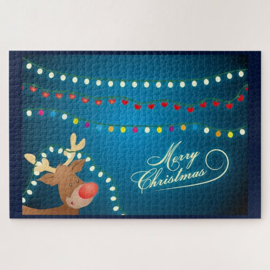 Rudolph en kerstlichten legpuzzel (Horizontaal)