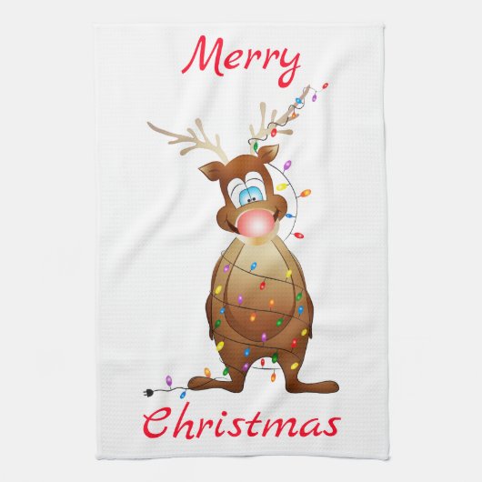 Rudolph en kerstlichten theedoek (Verticaal)