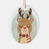 Rudolph en Lights Keramisch Ornament (Rechts)