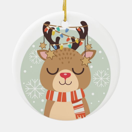 Rudolph en Lights Keramisch Ornament (Achterkant)