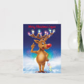 Rudolph en Northern lights aangepaste kerstkaart Feestdagen Kaart (Voorkant)