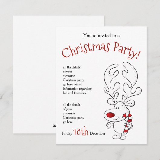 Rudolph Feest Uitnodiging (Voorkant / Achterkant)