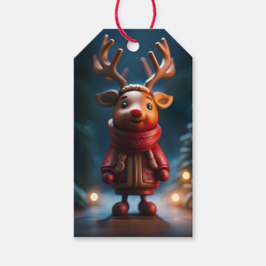 Rudolph figuur kerstvakantie cadeau Label Cadeaulabel (Voorkant)